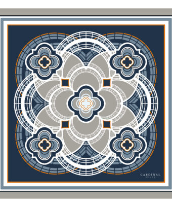 The Flowers Cardinal Blue Printed Silk Foulard