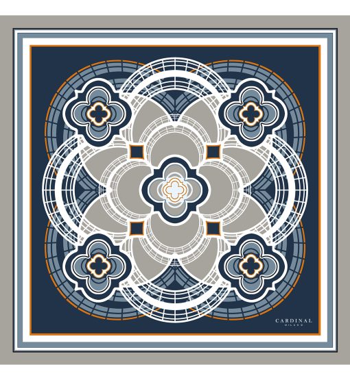The Flowers Cardinal Blue Printed Silk Foulard