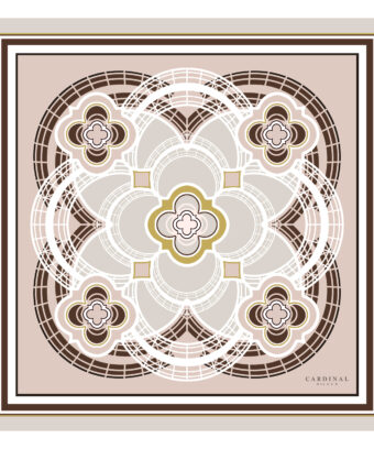 The Flowers Cardinal Beige Printed Silk Foulard