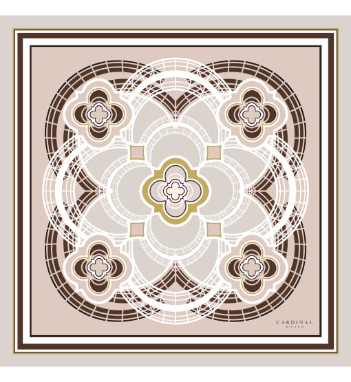 The Flowers Cardinal Beige Printed Silk Foulard