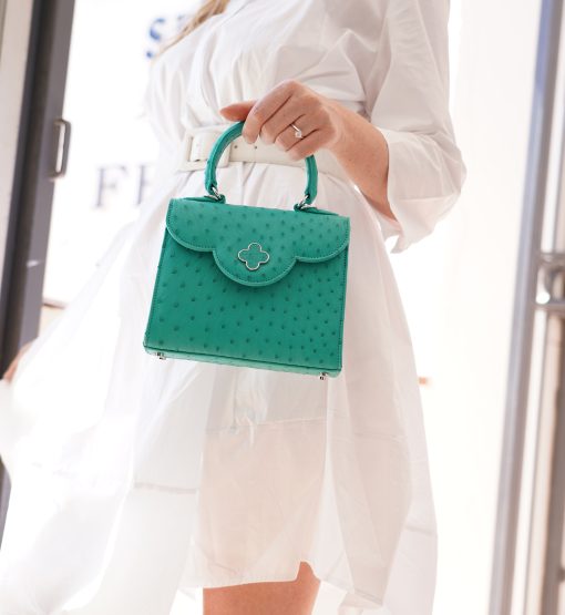 ⁦First Lady small Emerald ostrich leather handbag⁩ - الصورة ⁦12⁩