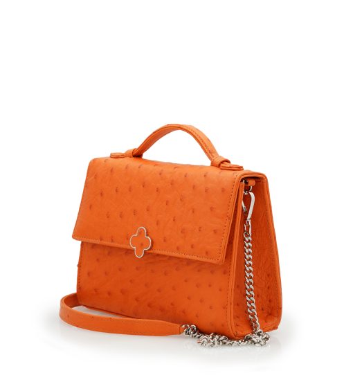 ⁦Miss Cardinal Orange ostrich leather bag⁩ - الصورة ⁦3⁩