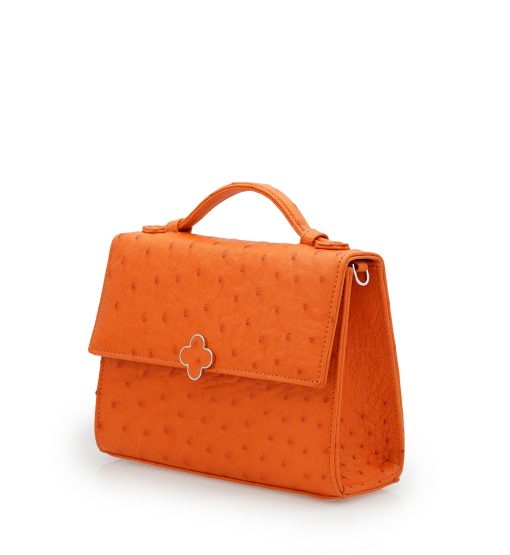 ⁦Miss Cardinal Orange ostrich leather bag⁩ - الصورة ⁦2⁩