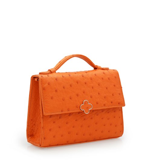 ⁦Miss Cardinal Orange ostrich leather bag⁩ - الصورة ⁦5⁩
