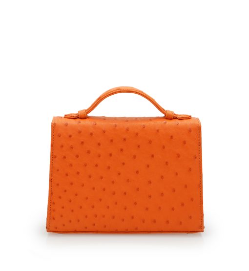 ⁦Miss Cardinal Orange ostrich leather bag⁩ - الصورة ⁦6⁩
