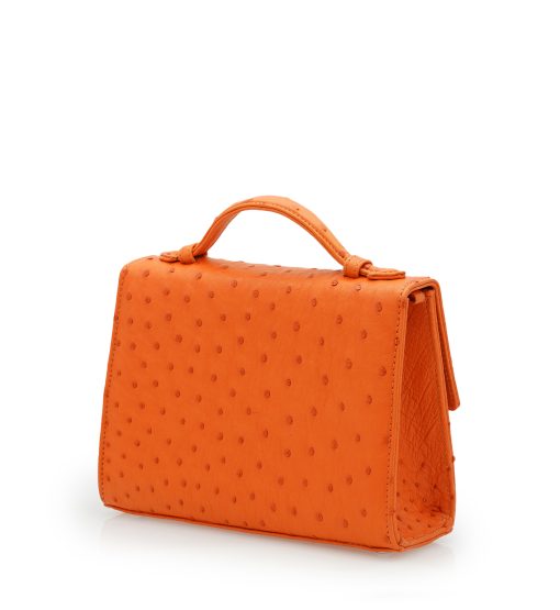 ⁦Miss Cardinal Orange ostrich leather bag⁩ - الصورة ⁦7⁩