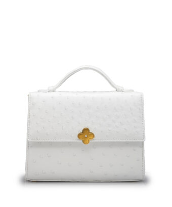 Miss Cardinal White ostrich leather bag