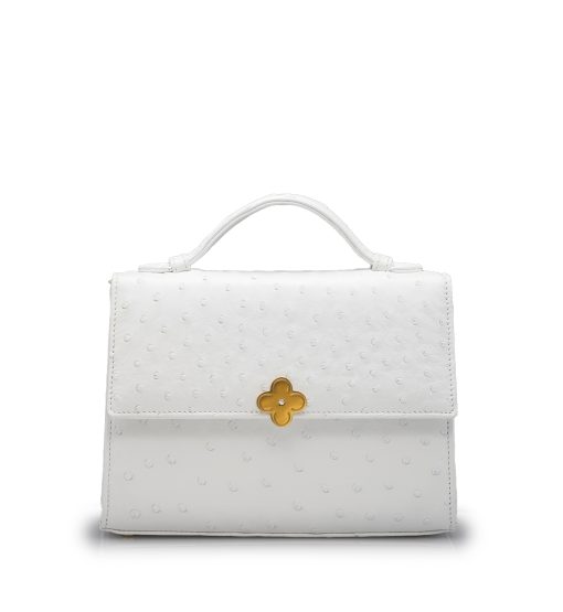 Miss Cardinal White ostrich leather bag