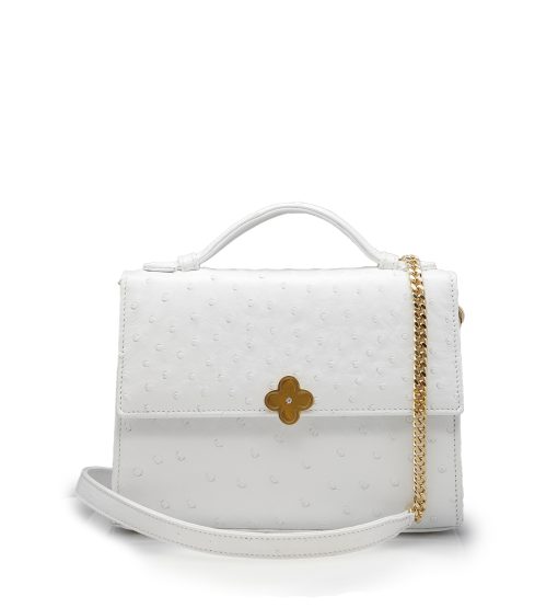 ⁦Miss Cardinal White ostrich leather bag⁩ - الصورة ⁦6⁩
