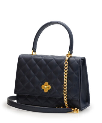 Alternative view of Opèra Quilted Flower-twist navy blue leather bag