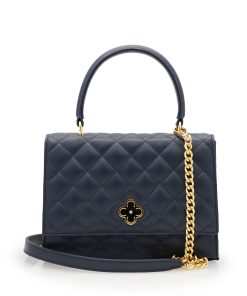 Opèra Quilted navy blue leather chain bag