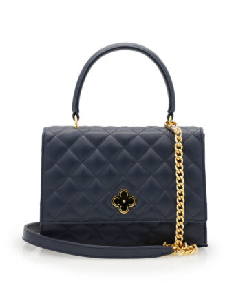 Opèra Quilted navy blue leather chain bag