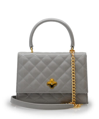 Opèra Quilted Pearl grey leather chain bag