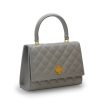 Opera Quilted Pearl Gray Caviar Leather chain bag 03