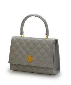 Opera Quilted Pearl Gray Caviar Leather chain bag 04