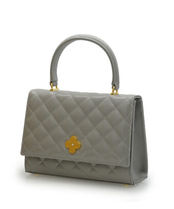 Alternative view of Opèra Quilted Pearl grey leather chain bag
