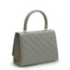 Opera Quilted Pearl Gray Caviar Leather chain bag 06