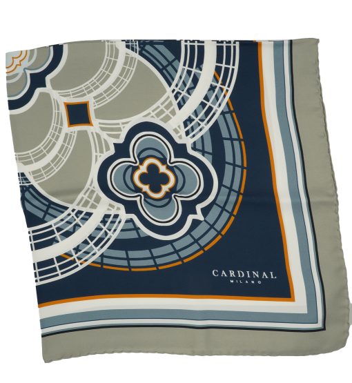 ⁦The Flowers Cardinal Blue Printed Silk Foulard⁩ - الصورة ⁦3⁩