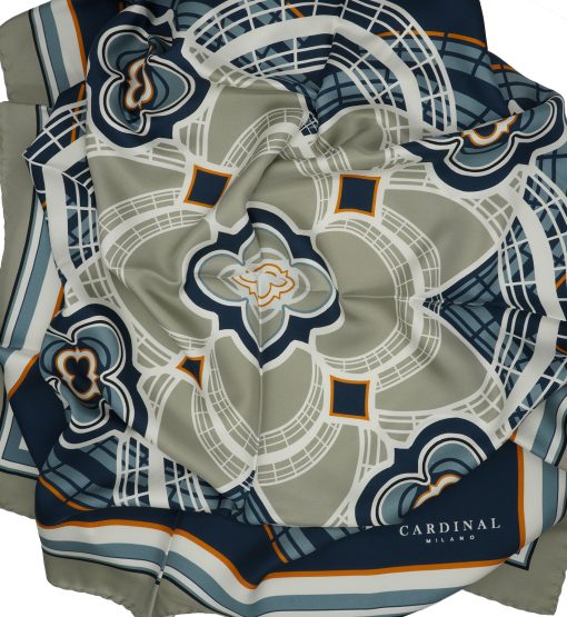 ⁦The Flowers Cardinal Blue Printed Silk Foulard⁩ - الصورة ⁦2⁩