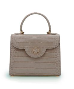 First Lady Taupe croc embossed  leather handbag