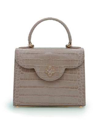First Lady Taupe croc embossed  leather handbag MTO