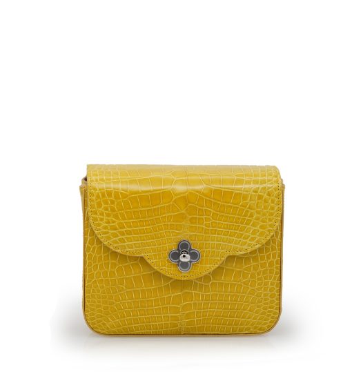 ⁦First Date Yellow alligator leather bag⁩ - الصورة ⁦10⁩