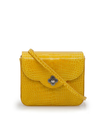 First Date Yellow alligator leather bag