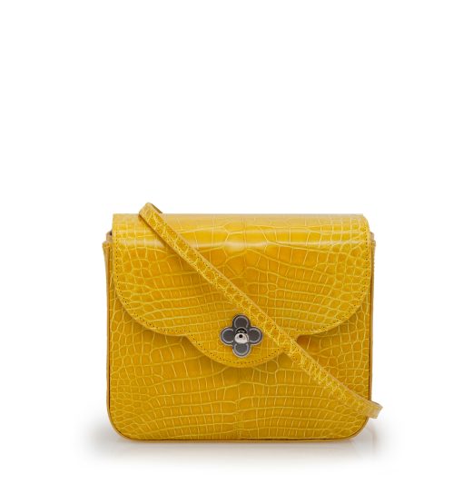 First Date Yellow alligator leather bag