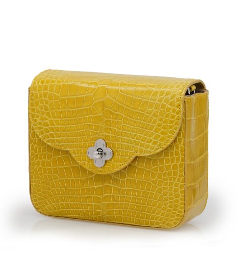 ⁦First Date Yellow alligator leather bag⁩ - الصورة ⁦2⁩
