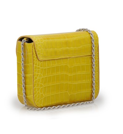 ⁦First Date Yellow alligator leather bag⁩ - الصورة ⁦3⁩