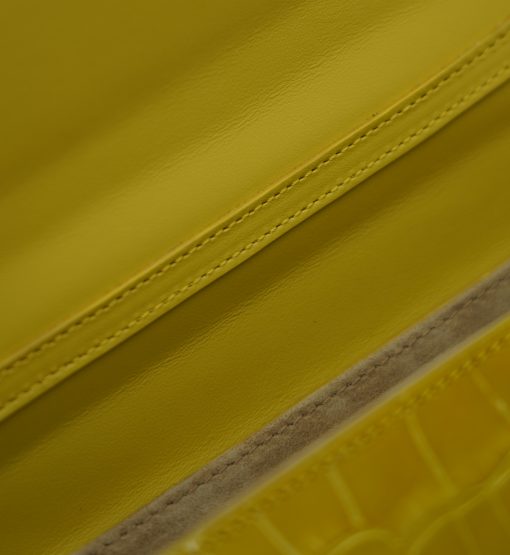 ⁦First Date Yellow alligator leather bag⁩ - الصورة ⁦6⁩