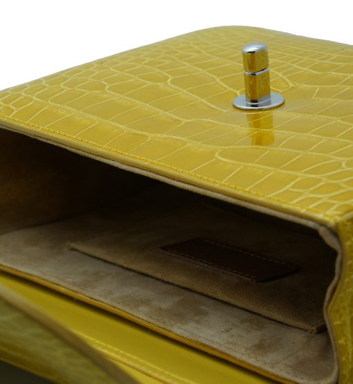 ⁦First Date Yellow alligator leather bag⁩ - الصورة ⁦8⁩