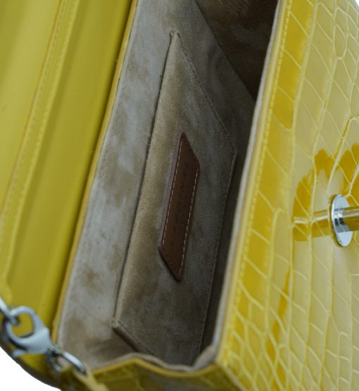 ⁦First Date Yellow alligator leather bag⁩ - الصورة ⁦9⁩