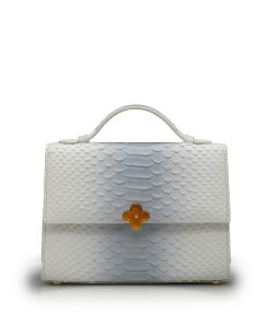 Miss Cardinal White blue python embossed leather bag