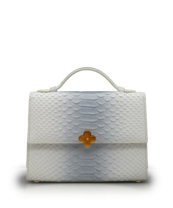 Miss Cardinal White blue python embossed leather bag