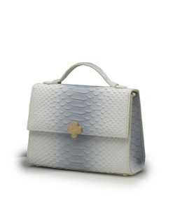 Miss Cardinal White Blue Python Embossed Leather Bag 02