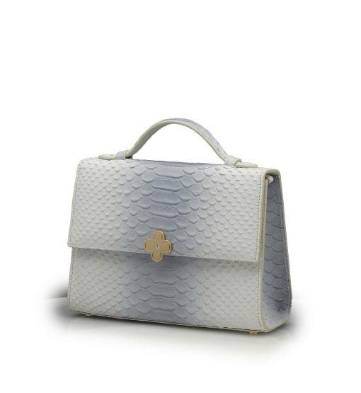 ⁦Miss Cardinal White blue python embossed leather bag⁩ - الصورة ⁦2⁩
