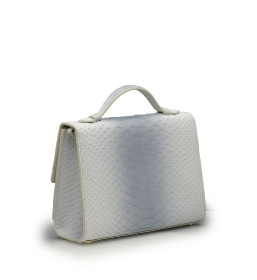 ⁦Miss Cardinal White blue python embossed leather bag⁩ - الصورة ⁦3⁩