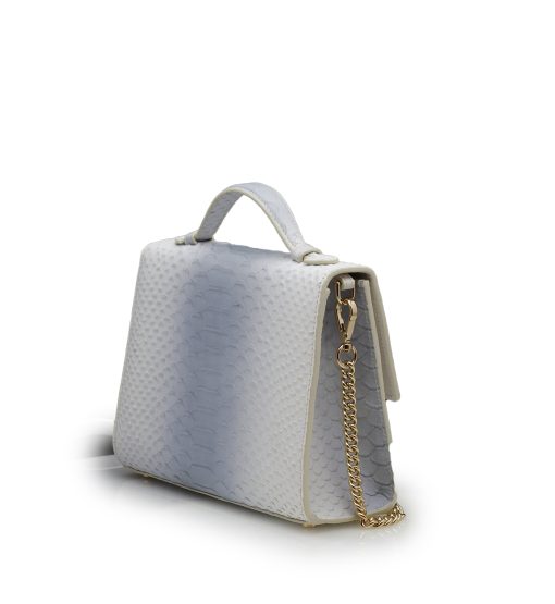 ⁦Miss Cardinal White blue python embossed leather bag⁩ - الصورة ⁦4⁩