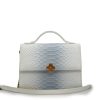 Miss Cardinal White Blue Python Embossed Leather Bag 05