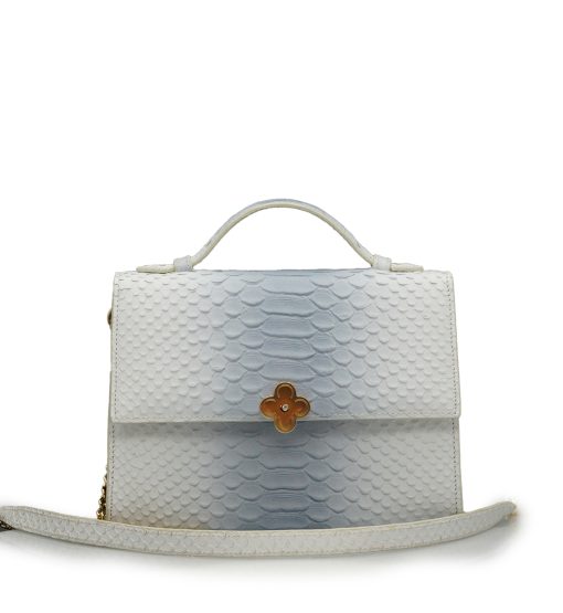 ⁦Miss Cardinal White blue python embossed leather bag⁩ - الصورة ⁦5⁩