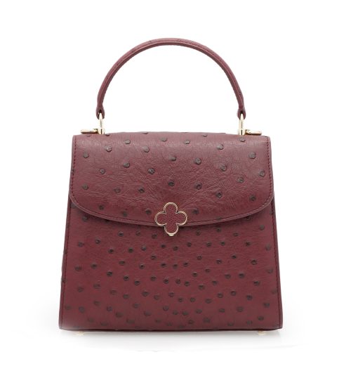 ⁦Tiffany 21 Burgundy Ostrich leather handbag⁩ - الصورة ⁦10⁩