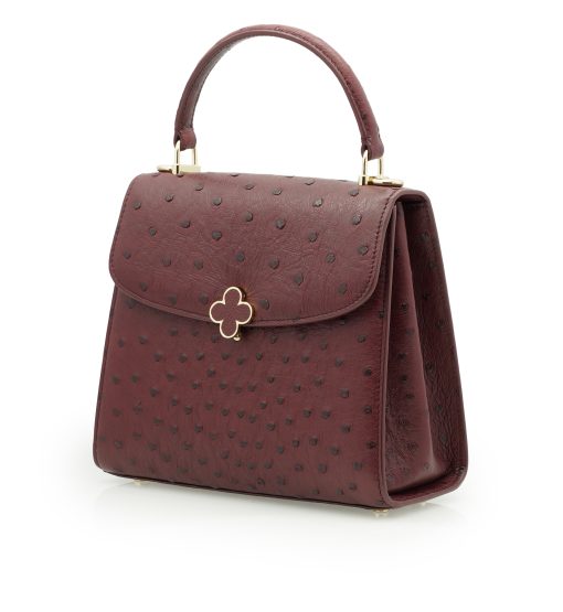 ⁦Tiffany 21 Burgundy Ostrich leather handbag⁩ - الصورة ⁦2⁩