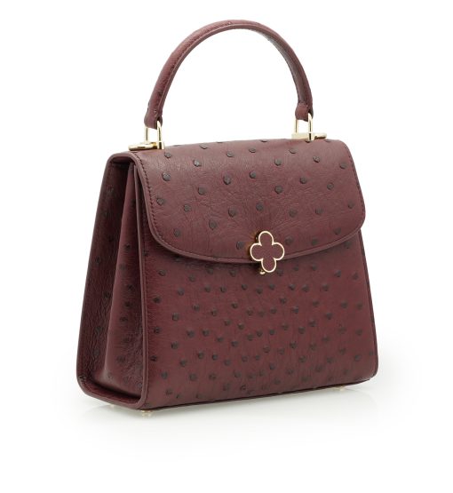 ⁦Tiffany 21 Burgundy Ostrich leather handbag⁩ - الصورة ⁦3⁩
