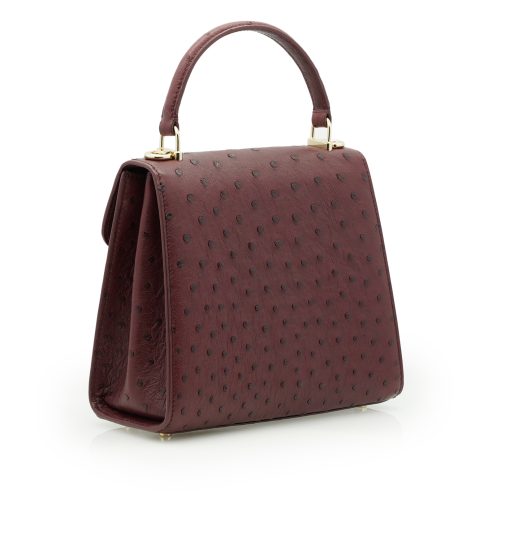 ⁦Tiffany 21 Burgundy Ostrich leather handbag⁩ - الصورة ⁦4⁩