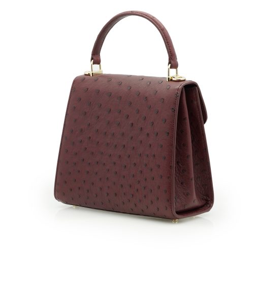 ⁦Tiffany 21 Burgundy Ostrich leather handbag⁩ - الصورة ⁦5⁩