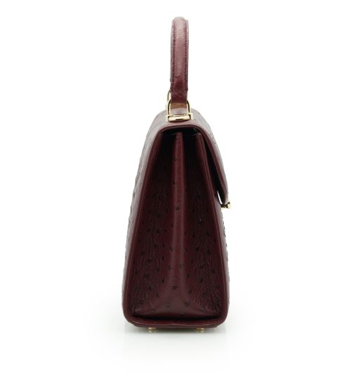 ⁦Tiffany 21 Burgundy Ostrich leather handbag⁩ - الصورة ⁦7⁩