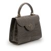 First Lady Taupe Alligator Leather Handbag 13