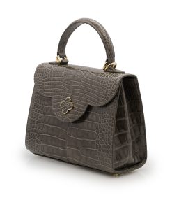 First Lady Taupe Alligator Leather Handbag 14