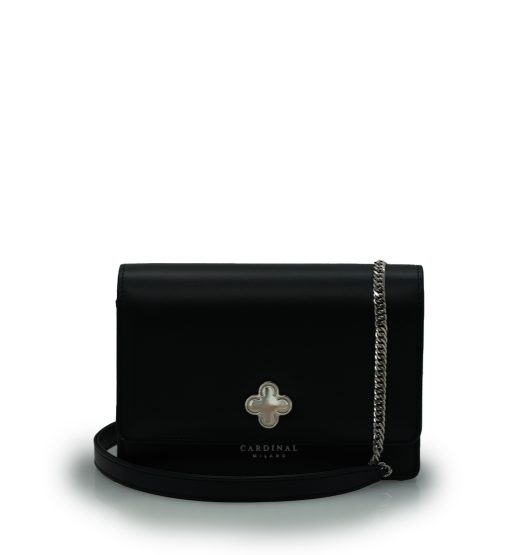 Time 21 Black plain leather bag silver accessories MTO